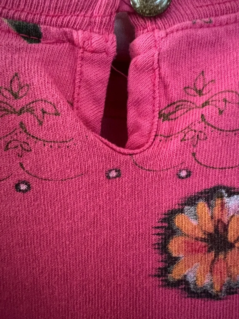 Vintage Kids stamp Hot Pink Crewneck 1 Piece with velour Top and Lace Trim​